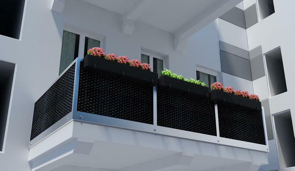 Rattan Balkon und Terrassen-Sichtschutz Balkonverkleidung 90 cm 1m  Dunkelbraun 