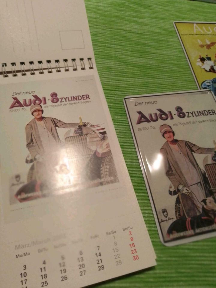 Audi Sammler Kalender Jahr 2003 Blech Schild Postkarte alt Oldtim in Rheinland-Pfalz - Worms