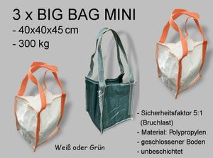 10 Stück Mini Big Bag grün 40x40x45 300kg Gartenabfallsack Gartensack Laubsack 