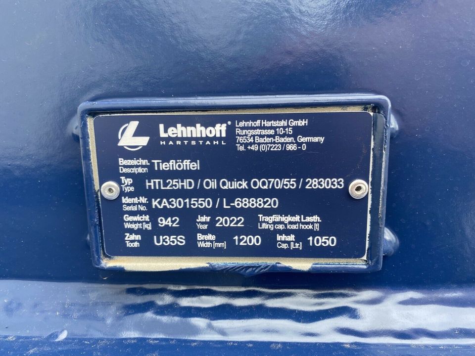 LEHNHOFF HTL25 HD Tieflöffel mit OILQUICK OQ70/55, 1.200mm - NEU in Remshalden