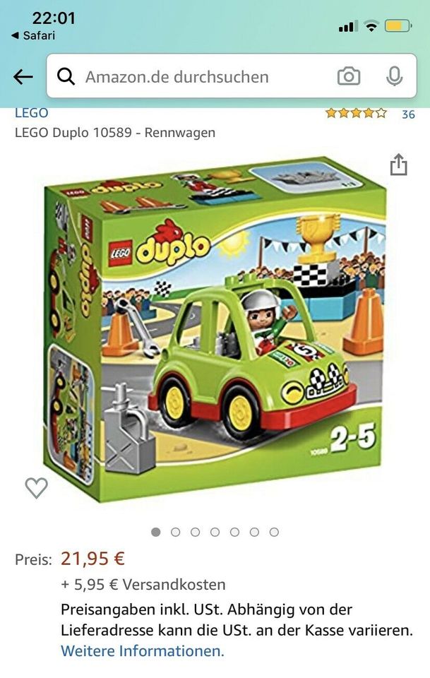 Lego Duplo 10589 Rennwagen (1x vorhanden)/ Preis je Set in Cremlingen