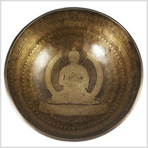 Nepal Buddha Gravur Klangschale Kopfschale Meditation Therapie ca 250 Gramm 