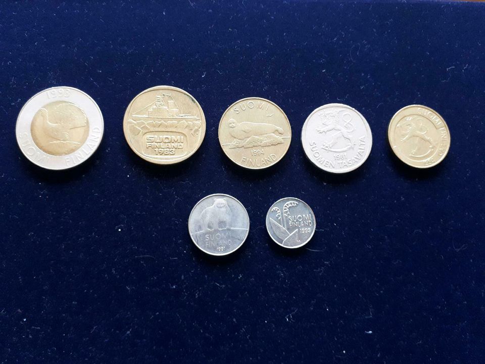 Finnland Währung: Markkaa und Suomi Münzgeld vor dem Euro in Essen