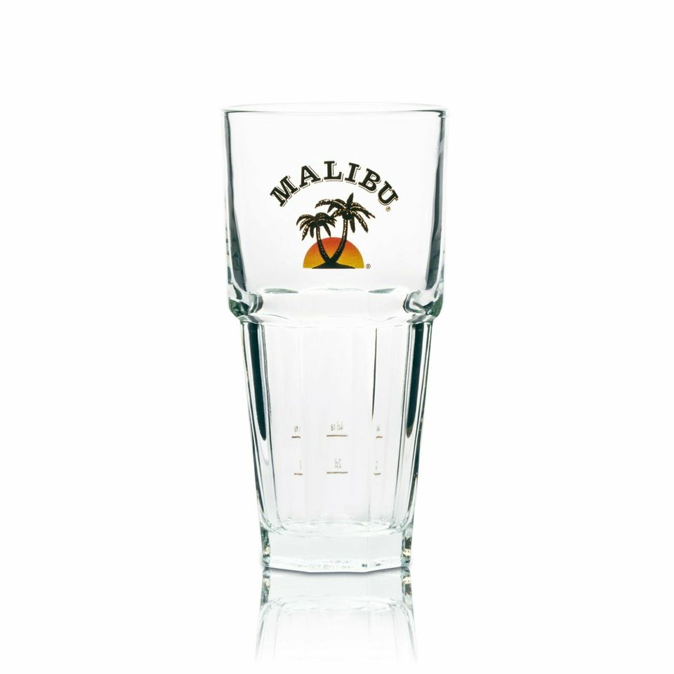 Longdrink Cocktail Stapelglas Bar Glas Logo Neu 6x MALIBU Gläser 6 Stirrer 