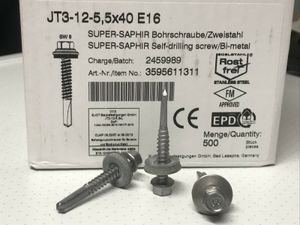 500 Stück SUPER-SAPHIR Bohrschraube Edelstahl  JT3-6-5,5x25 E16 selbstfurchend 