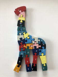 Holzpuzzle  Holz Giraffe mit Zahlen und Buchstaben 26 Teile Holzlspielzeug 