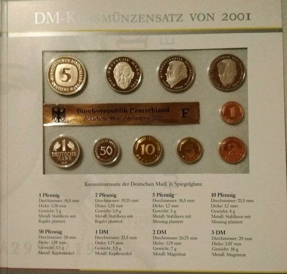 Letzter Kursmünzensatz aus dem Jahr 2001 in PP in Isselburg