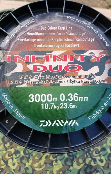 Karpfenschnur Großspule Angelschnur DAIWA INFINITY DUO CAMO CARP 0,36mm 