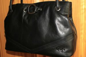 Neu Damen Schwarz Leder Greiff Arbeitstasche Handtasche von Gigi Schulter 